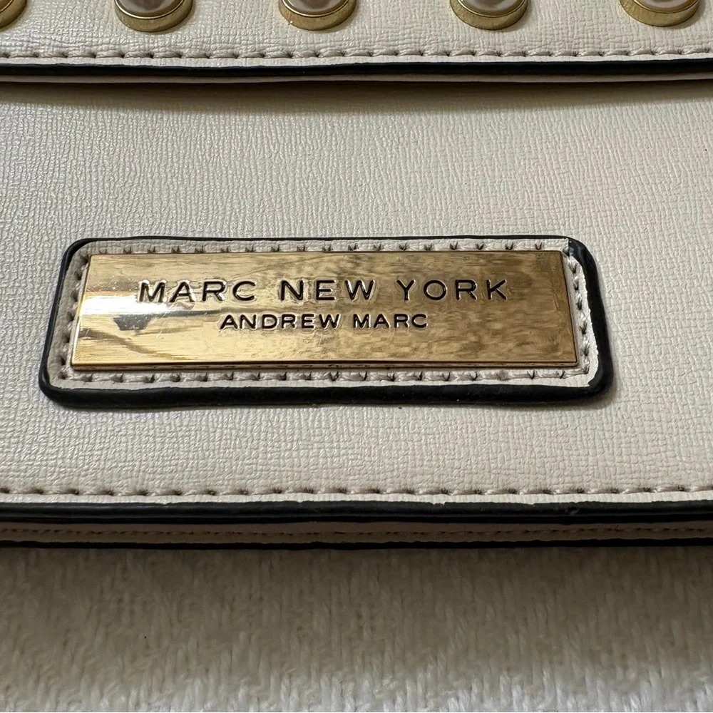 Marc New York Andrew Marc Cream Pearl Detail Crossbody Purse - Picture 9 of 16